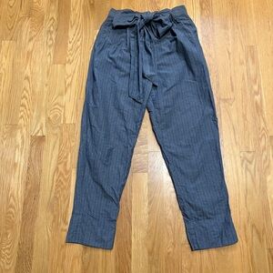 Fossil Caitlin Blue/Gray Striped Dress Pants Bow Dark Academia Poetcore Sz 6